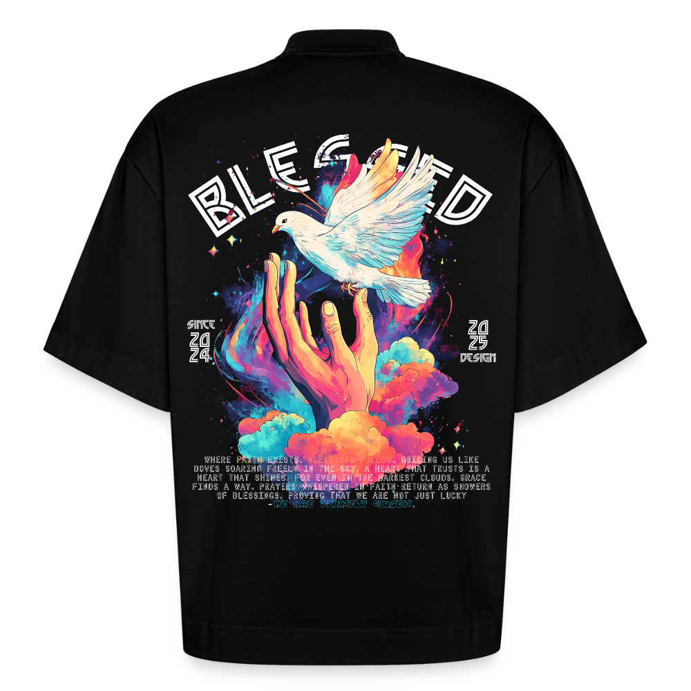 Posei, Taube, 1st | Boxy, Heavyweight Bio T-Shirt, Unisex - SOLID BLACK