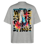 Therondir, Beten, 1st | Blaster, Oversize Bio T-Shirt, Unisex - Grau meliert