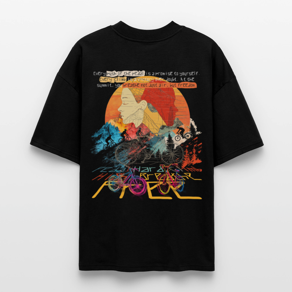 Panos, Fahrrad, 1st | Blaster, Oversize Bio T-Shirt, Unisex - Schwarz