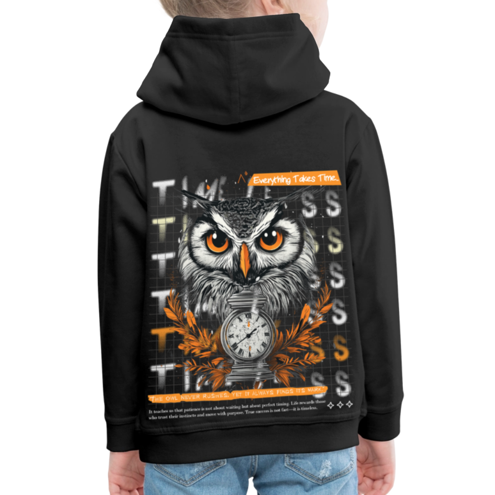 Marid, Eule, 1st | Kinder Hoodie - Schwarz