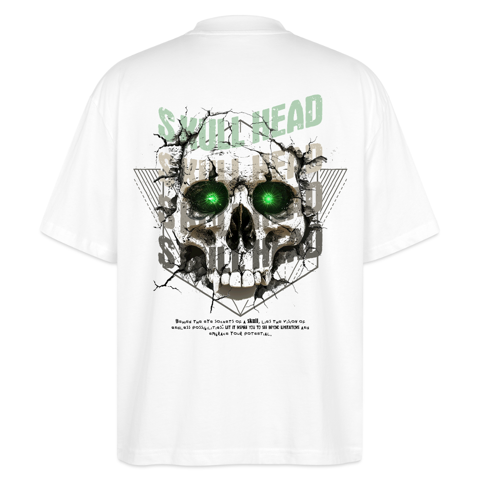 Gliesaron, Totenkopf, 1st | Blaster, Oversize Bio T-Shirt, Unisex - Weiß