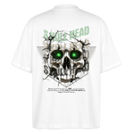 Gliesaron, Totenkopf, 1st | Blaster, Oversize Bio T-Shirt, Unisex - Weiß