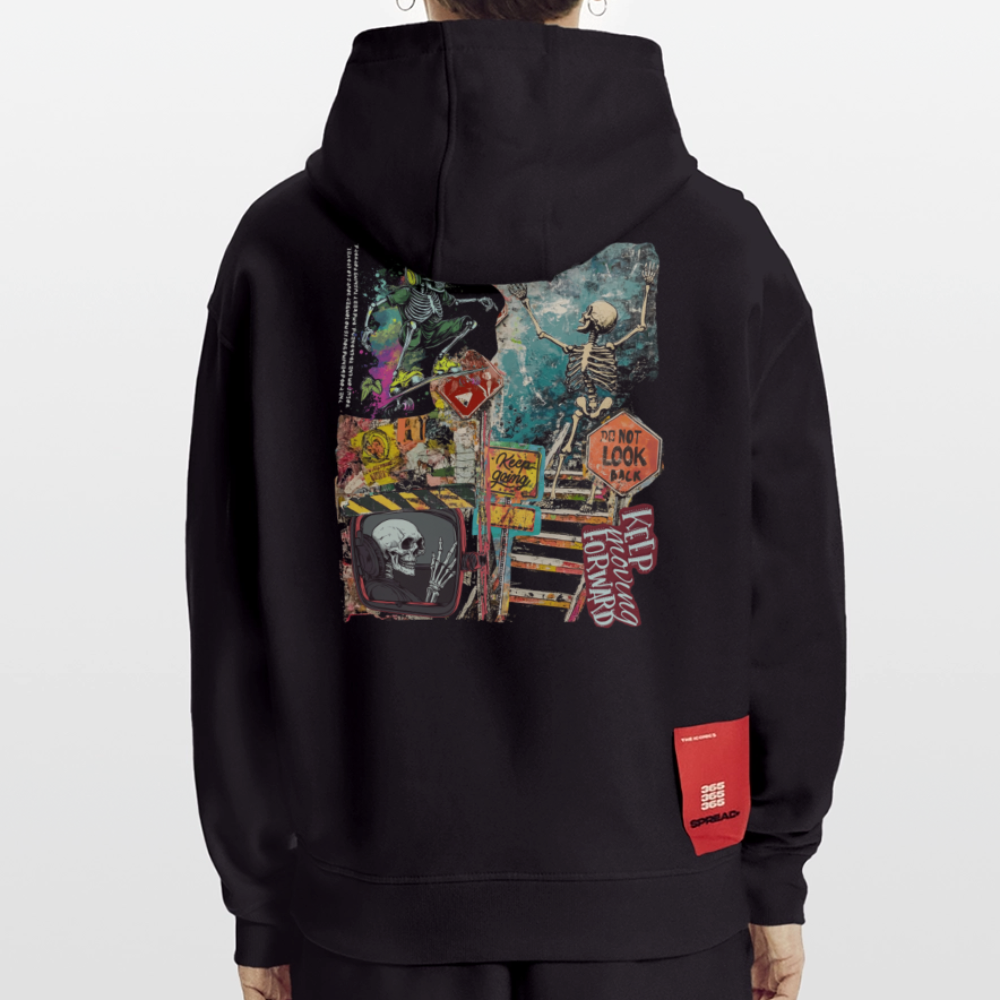 Tangaroa , Skelet, 1st | Heavyweight Oversized Bio Hoodie, Unisex - SOLID BLACK