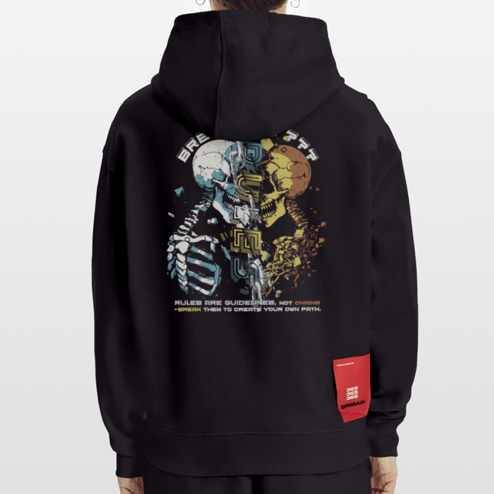 Fujin, Totenkopf, 1st | Heavyweight Oversized Bio Hoodie, Unisex - SOLID BLACK
