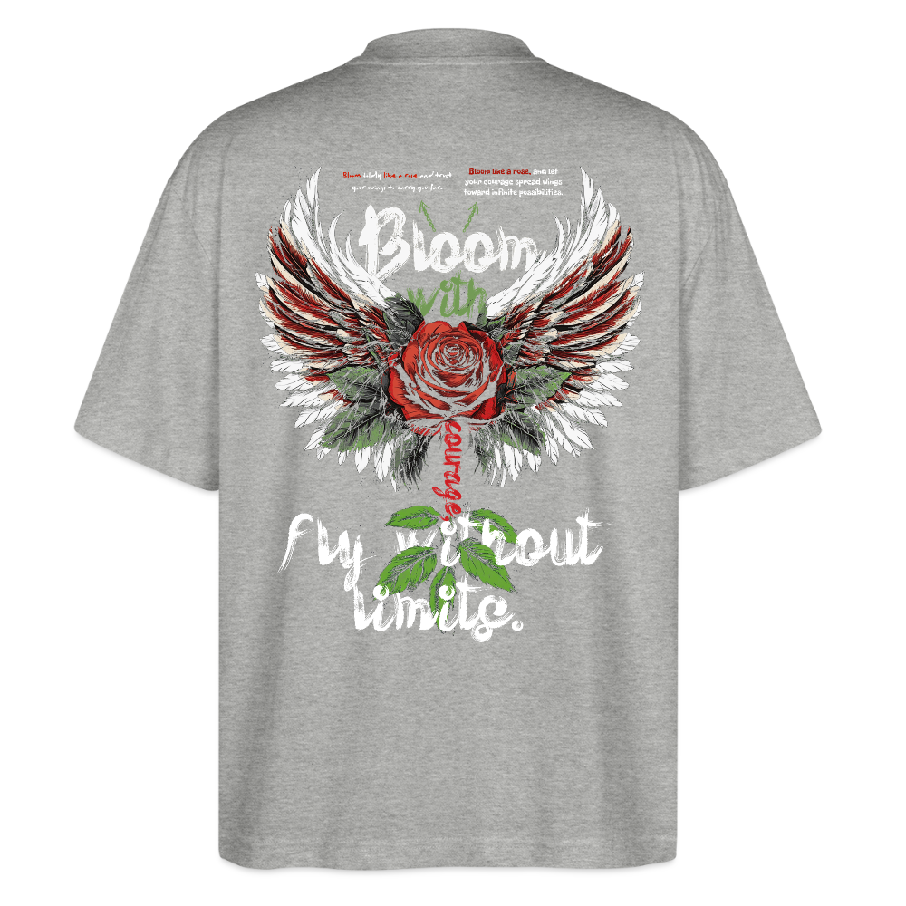Amaterasu , Engelsflügel, 1st | Blaster, Oversize Bio T-Shirt, Unisex - Grau meliert