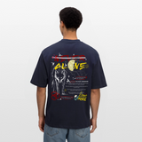 Diony, Wolf, 1st | Breezy, Oversized Unisex T-Shirt - Navy