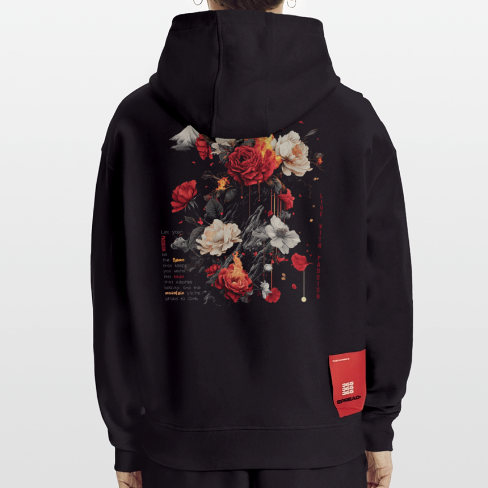Manannan, Rose, 1st | Heavyweight Oversized Bio Hoodie, Unisex - SOLID BLACK