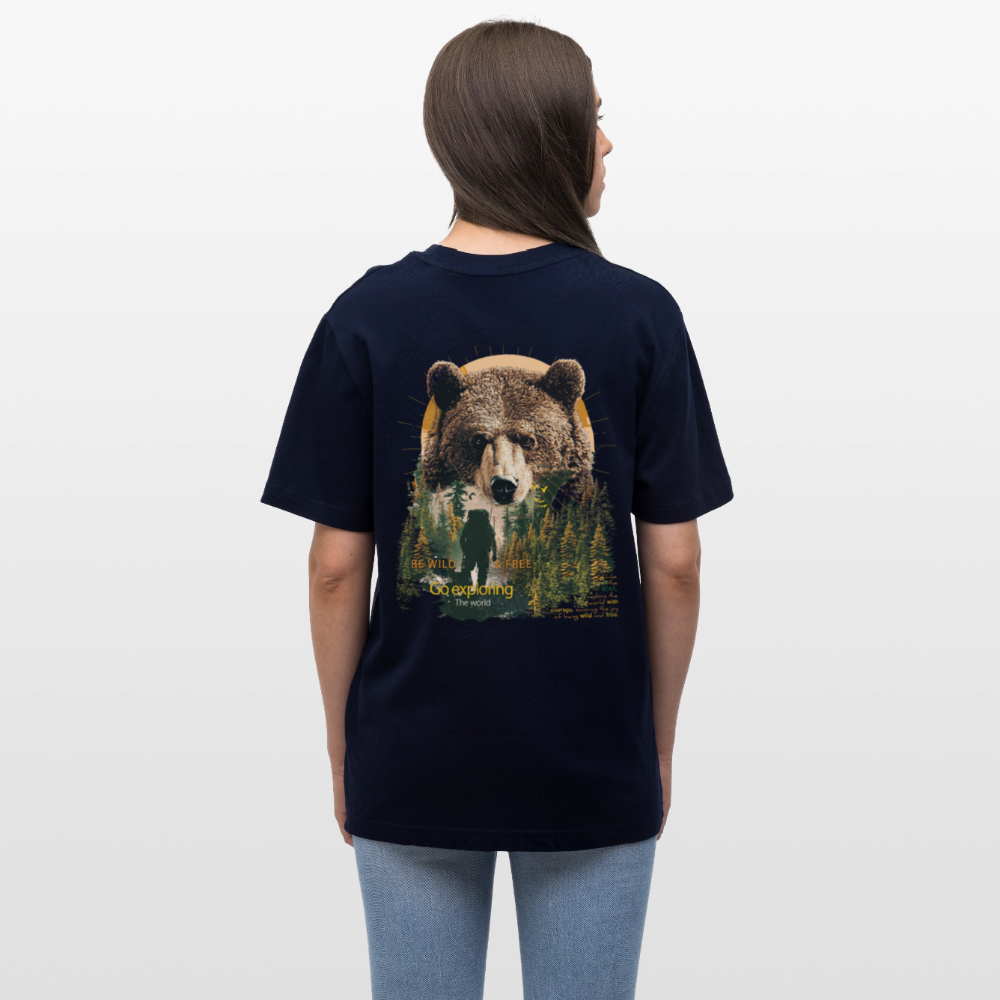 Ghadab, Bär, 1st | Essential, Relaxed Fit Unisex Bio T-Shirt - Navy