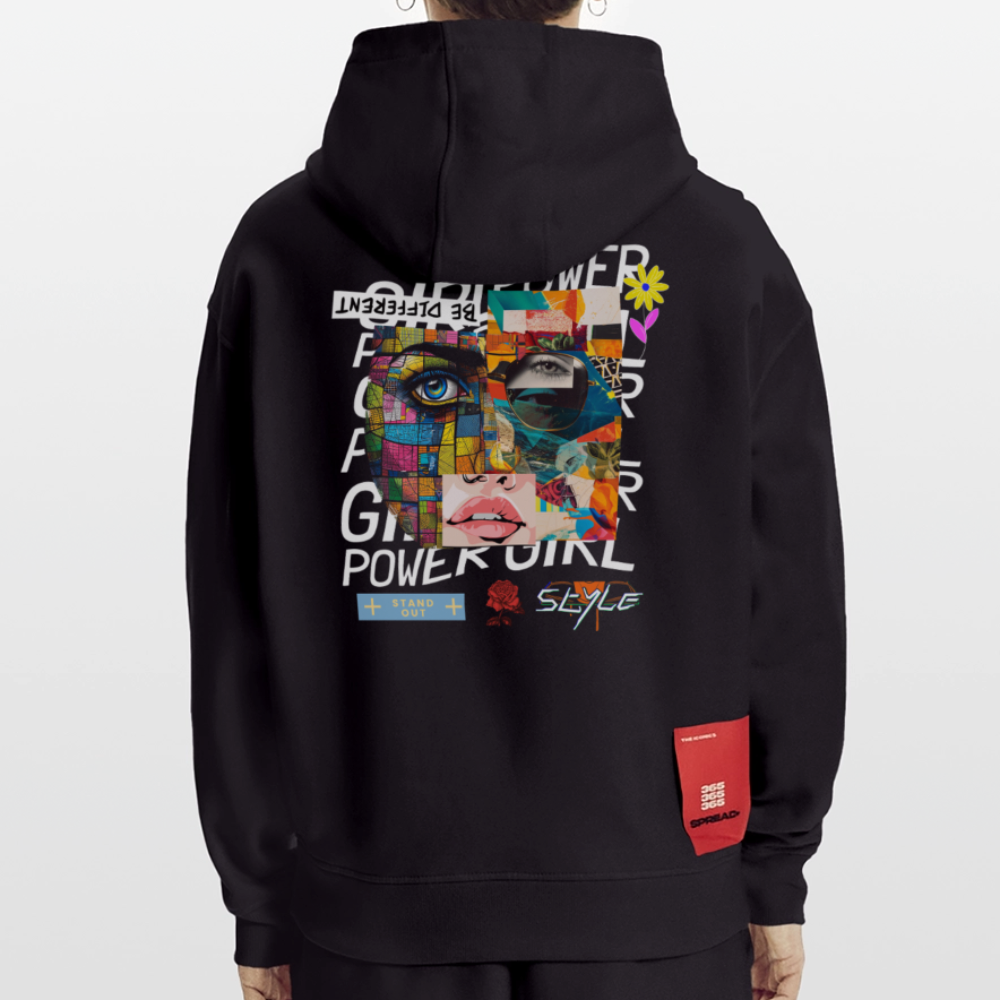 Xizir, Gesicht, 1st | Heavyweight Oversized Bio Hoodie, Unisex - SOLID BLACK