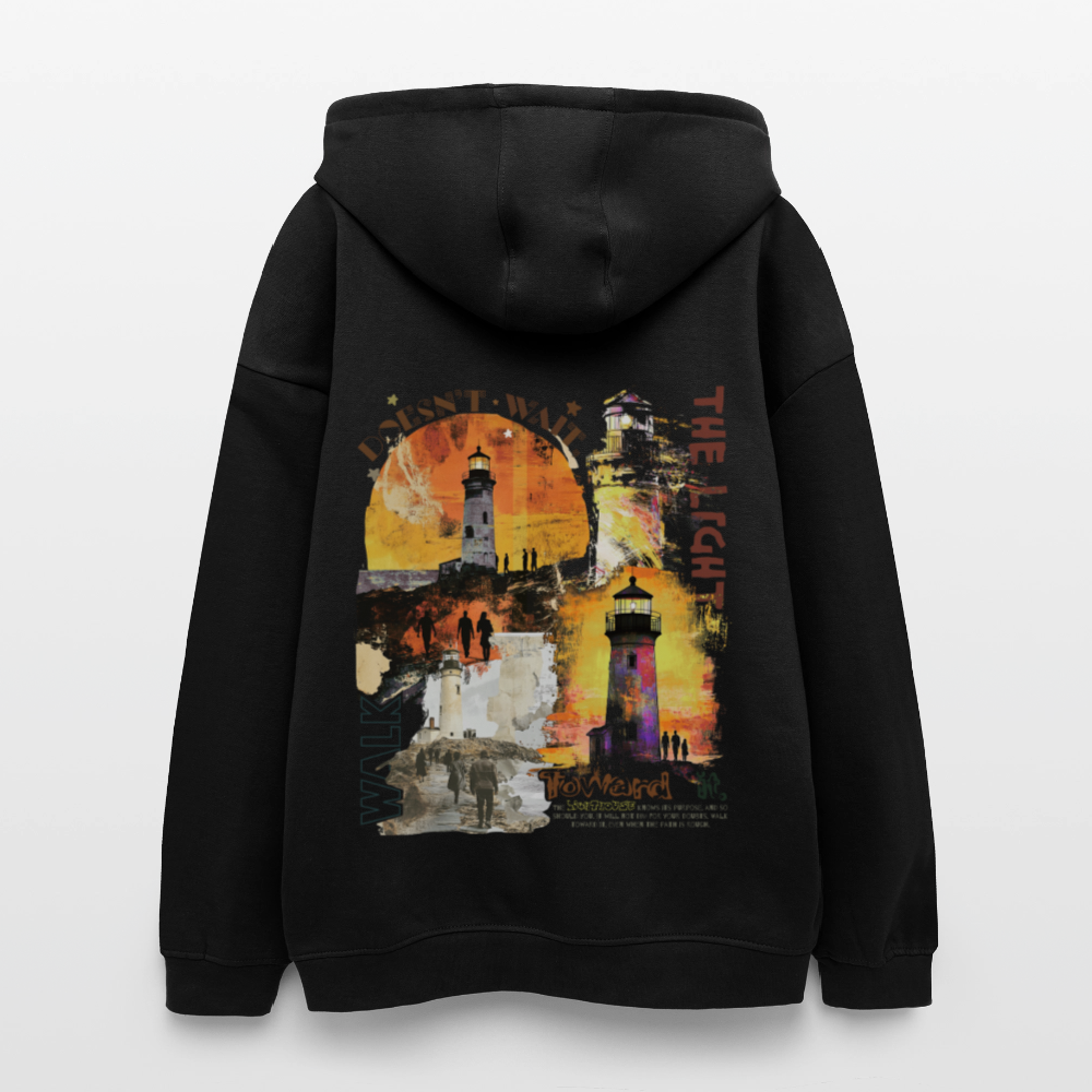 Morian, Leuchtturm, 1st | Freshhood, Oversized Unisex Hoodie - Schwarz