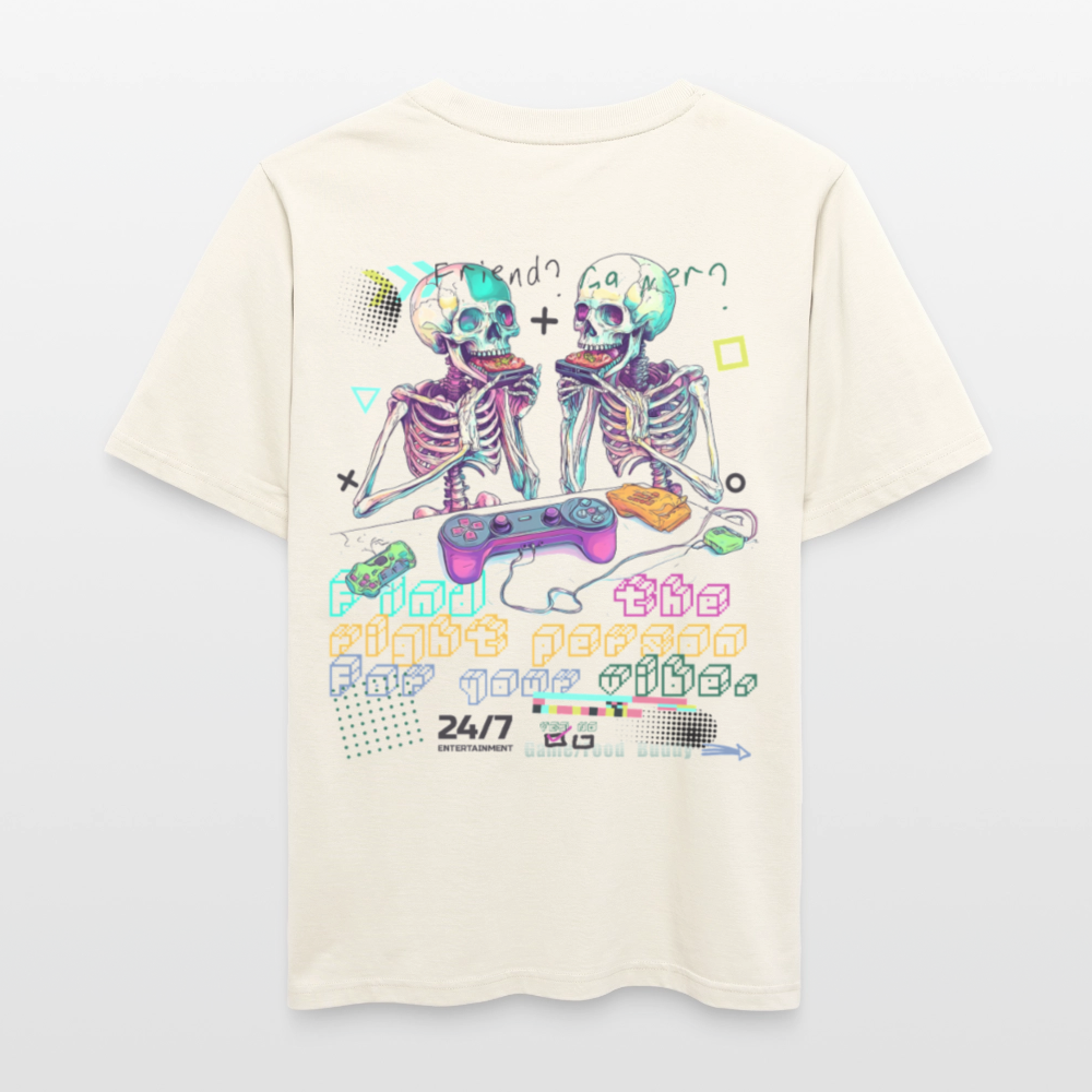 Malakar, Gaming, 1st | Essential, Relaxed Fit Unisex Bio T-Shirt - Naturweiß 