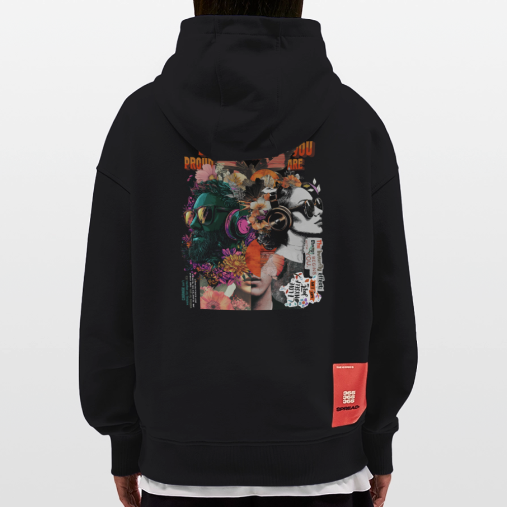 Qareen, Sonnenbrille, 1st | Heavyweight Oversized Bio Hoodie, Unisex - SOLID BLACK