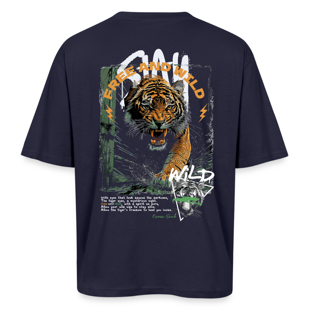 Demeter, Tiger, 1st | Breezy, Oversized Unisex T-Shirt - Navy