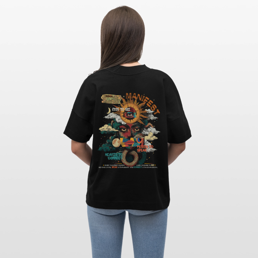 Ruqayya, Sonne, 1st | Blaster, Oversize Bio T-Shirt, Unisex - Schwarz