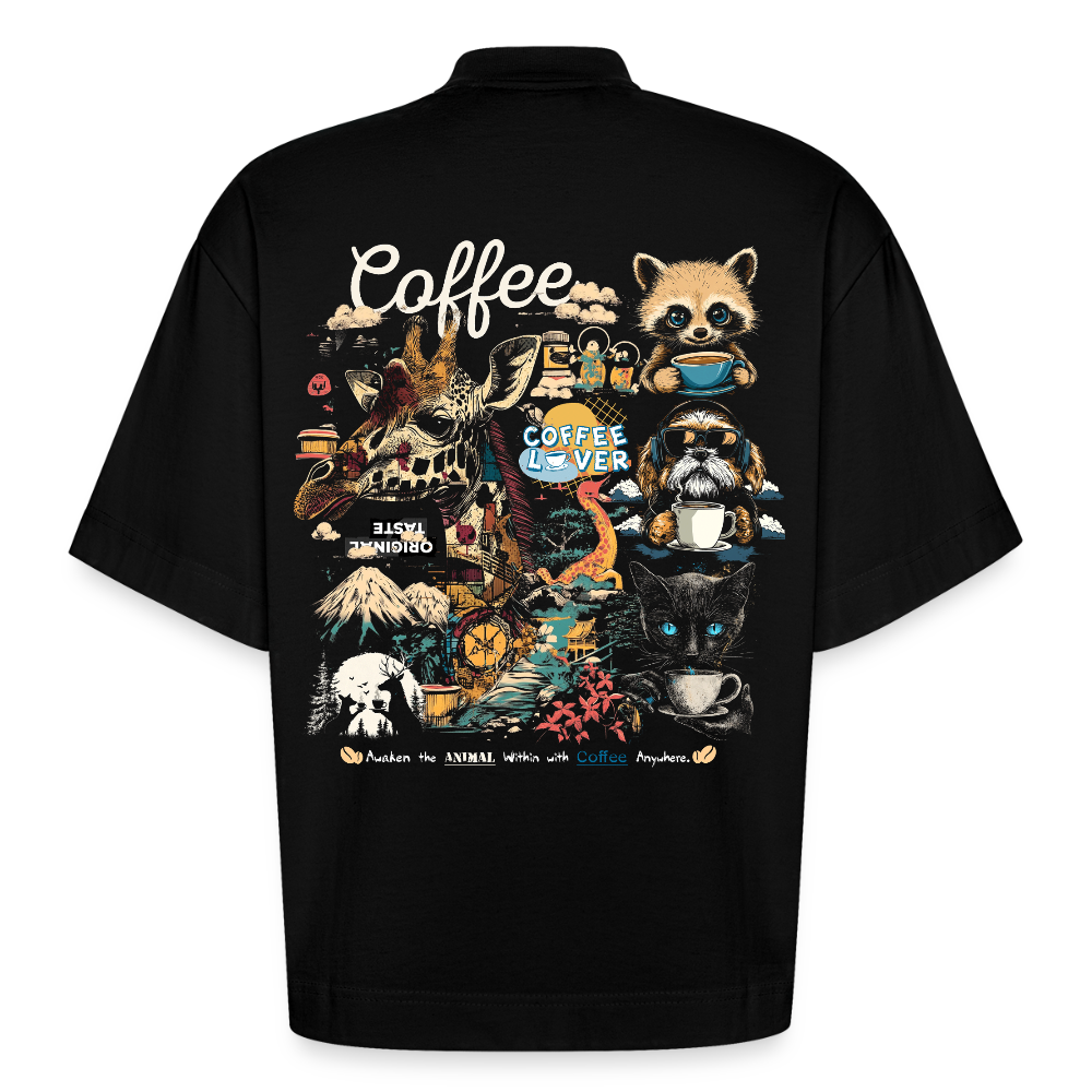 Tritonan, Kaffee, 1st | Boxy, Heavyweight Bio T-Shirt, Unisex - SOLID BLACK