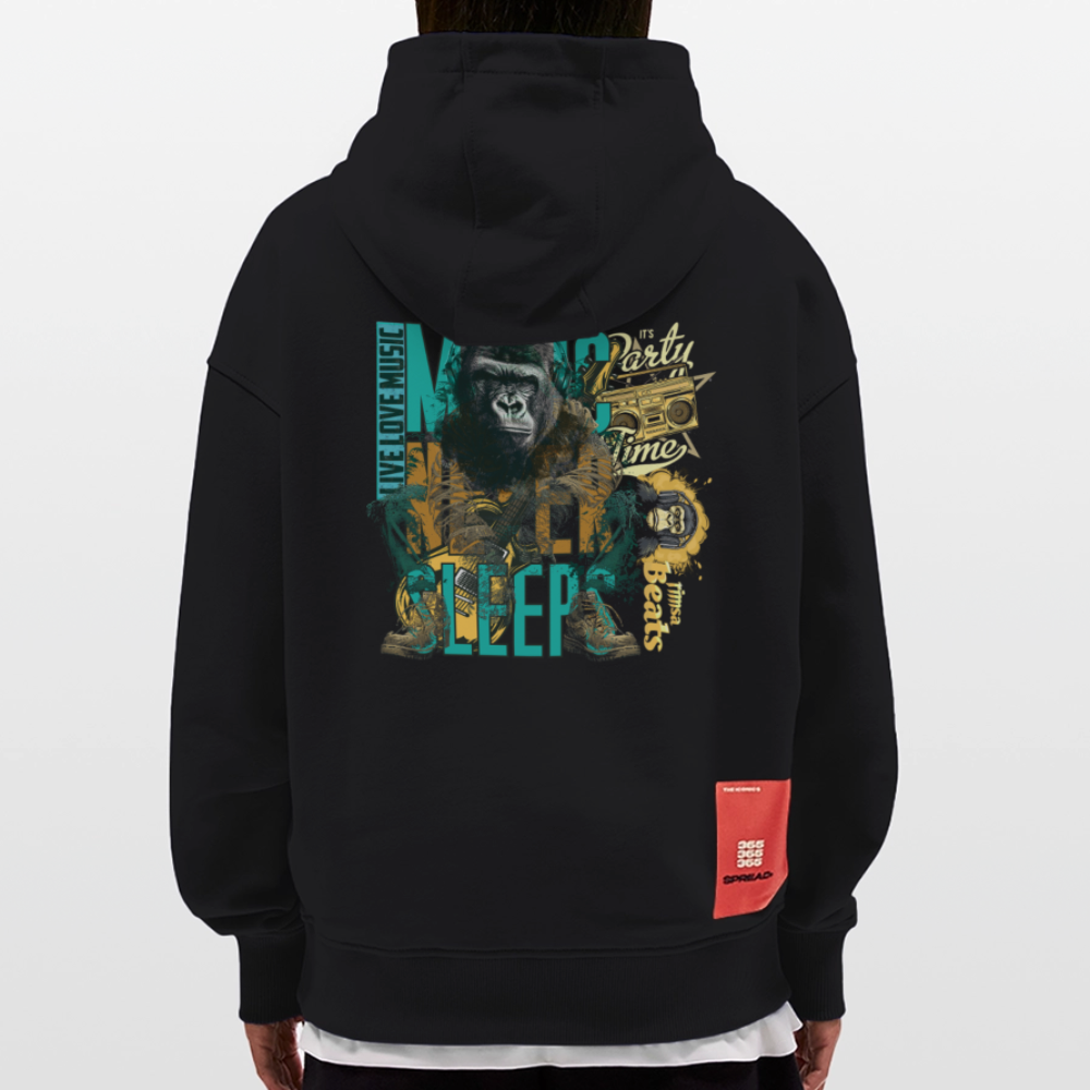 Herakles, Gorilla, 1st | Heavyweight Oversized Bio Hoodie, Unisex - SOLID BLACK