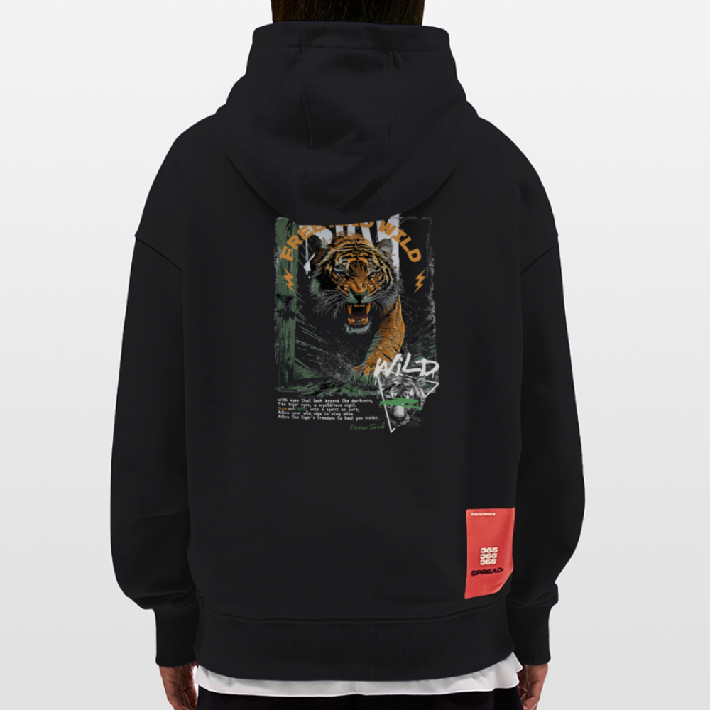 Demeter, Tiger, 1st | Heavyweight Oversized Bio Hoodie, Unisex - SOLID BLACK