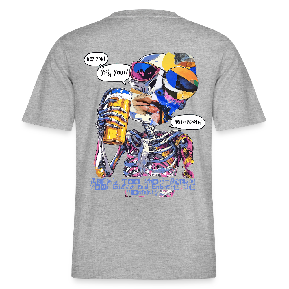Vorthalos, Skelet, 1st | Essential, Relaxed Fit Unisex Bio T-Shirt - Grau meliert