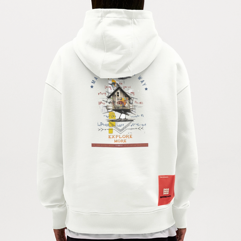 Durnamar, Vogel, 1st | Heavyweight Oversized Bio Hoodie, Unisex - OFF WHITE