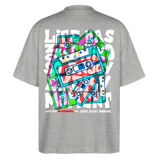 Raijin, Kassetten, 1st | Blaster, Oversize Bio T-Shirt, Unisex - Grau meliert