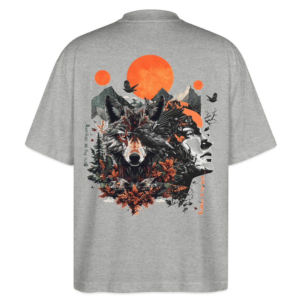 Vaermundis, Wolf, 1st | Blaster, Oversize Bio T-Shirt, Unisex - Grau meliert