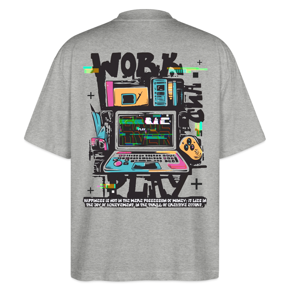 Aetherion, Laptop, 1st | Blaster, Oversize Bio T-Shirt, Unisex - Grau meliert