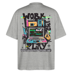 Aetherion, Laptop, 1st | Blaster, Oversize Bio T-Shirt, Unisex - Grau meliert