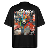 Nezha, Drache, 1st | Blaster, Oversize Bio T-Shirt, Unisex - Schwarz